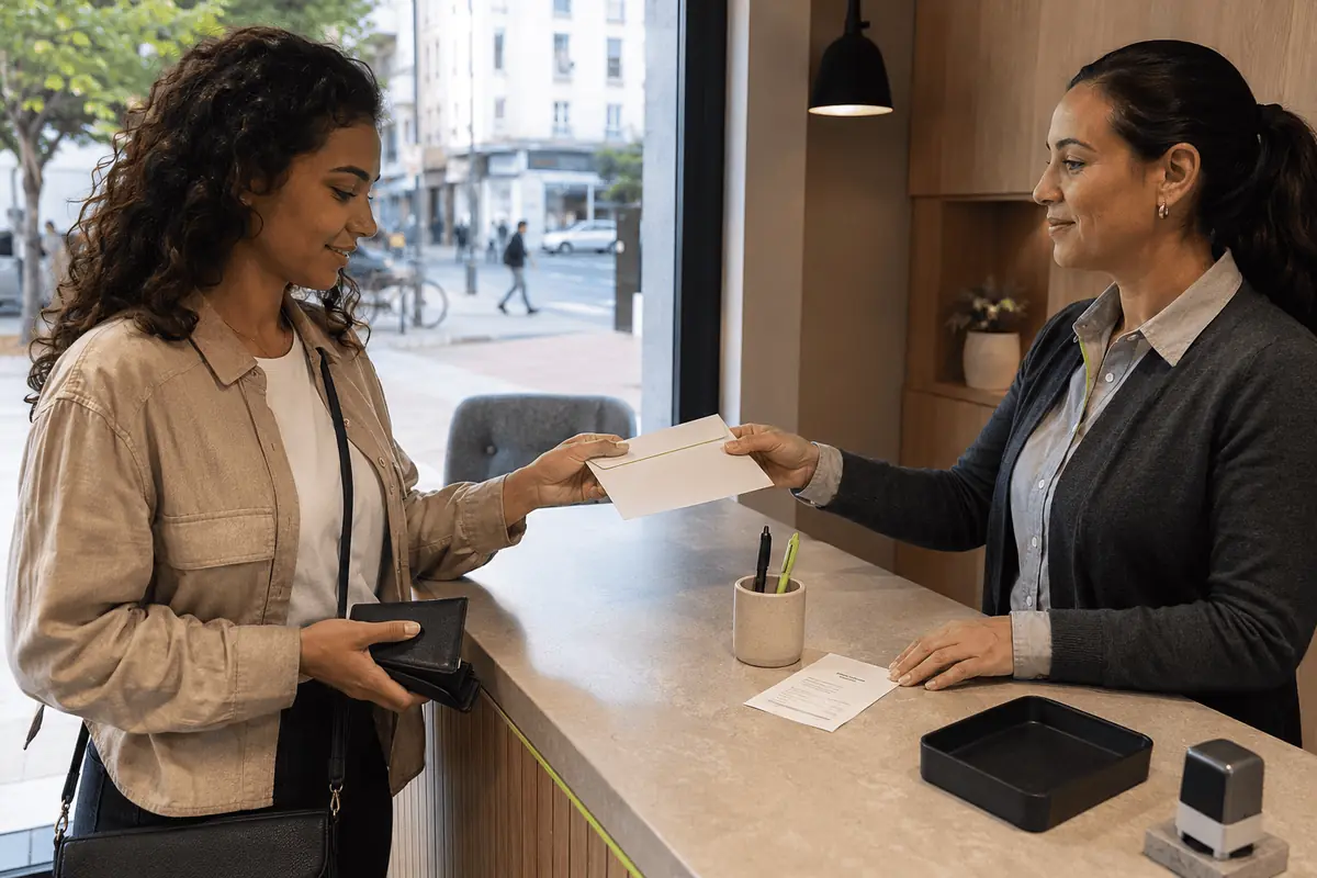 Cliente recebendo atendimento para uma remessa internacional